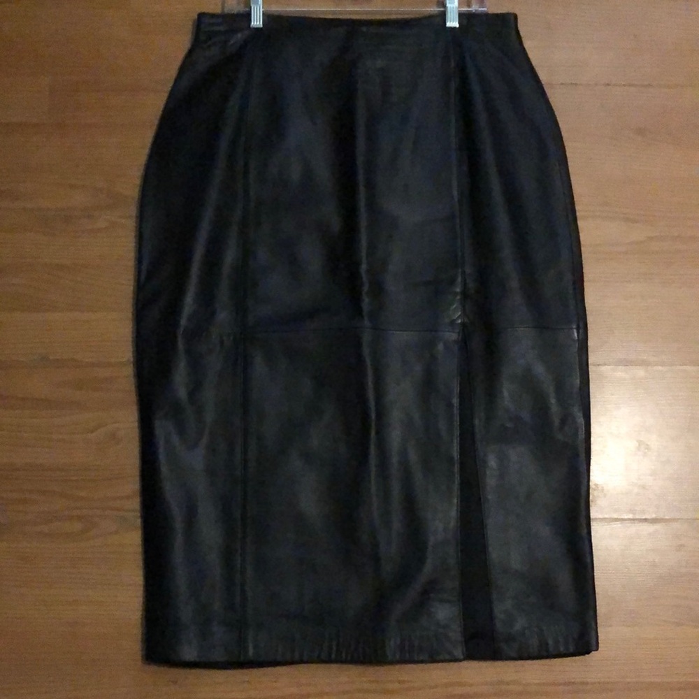 LORD & TAYLOR Leather Lambnappa Pencil Skirt Black Super Soft Women’s Sz 16